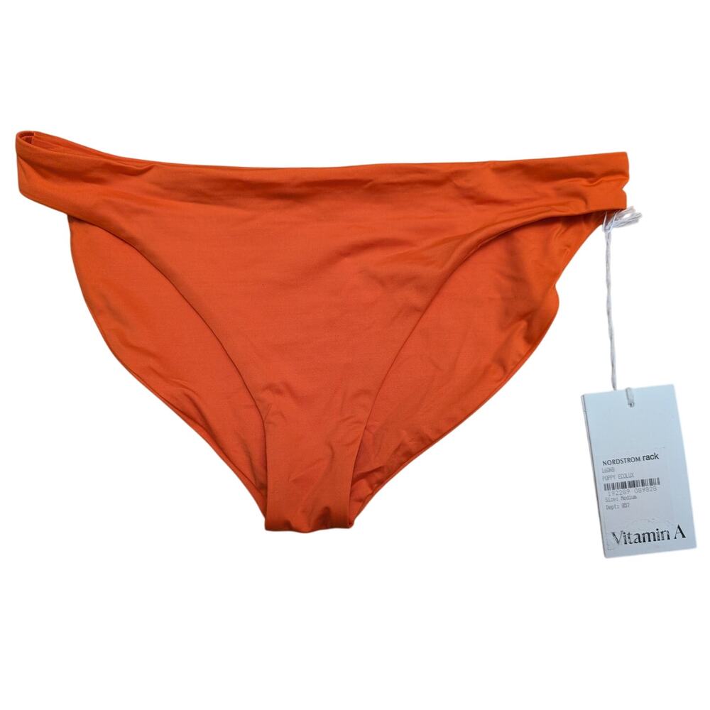 Vitamin A Poppy Ecolux Bikini Hipster Bottom Orange‎ Size M Swimwear Knitted